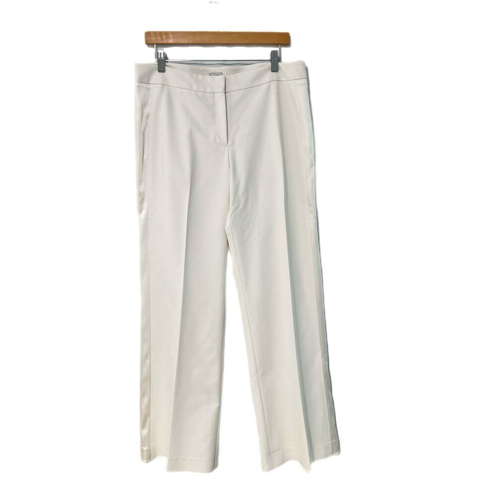 Vintage Cache Wide-Leg Stretch Dress Pants Women 12 Ivory Tuxedo Lined Y2K Luxe